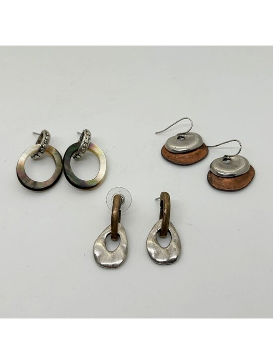 Chico's Jewelry - Chicos & Mother Of Pearl Earring Lot Hoop Drop Mixed Metal Pierced Dangle